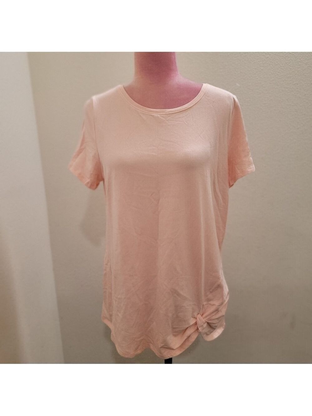 Belle by Kim Gravel Pink Primabelle Knit Twist Hem Top Sz Medium